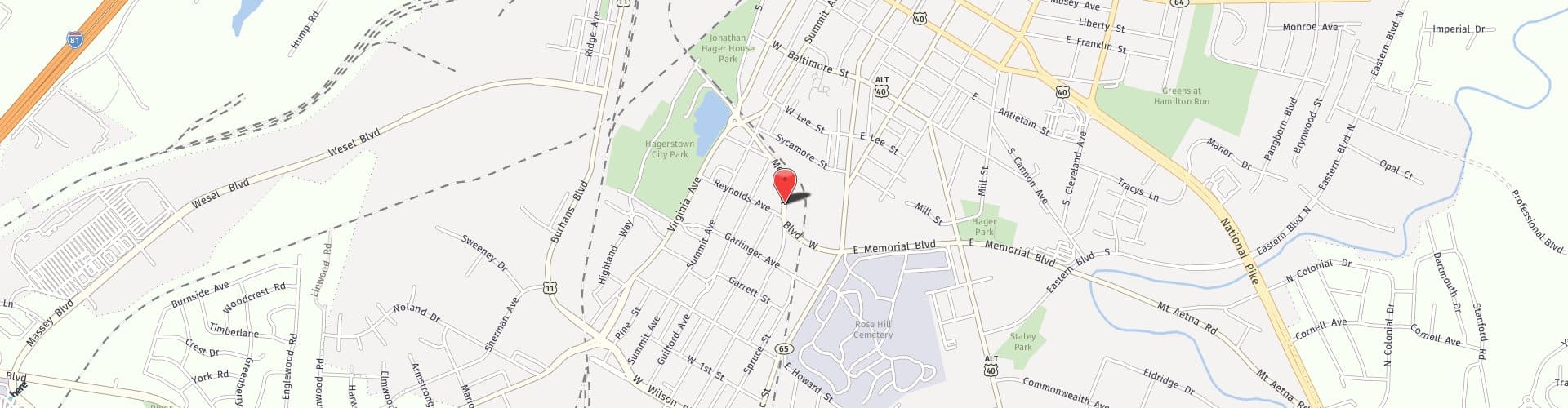 Location Map: 303 W Memorial Blvd Hagerstown, MD 21740